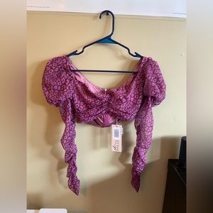 NWT Oh polly puff sleeve crop top